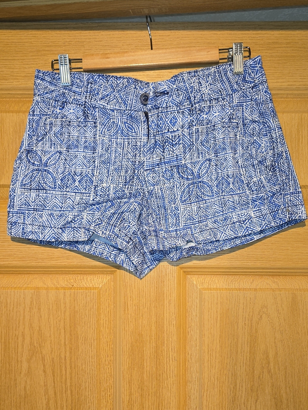 Tori Richard Blue & White Printed Cotton Shorts